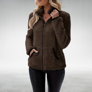 Zafrielle - Softtouch-Jacke mit durchgehendem Reißverschluss – Braun