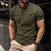 Herren-Poloshirt mit Knopfleiste und Henry-Kragen – Armeegrün