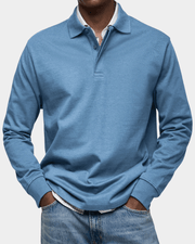 Taevan - Strukturiertes Strickpolo – Blau