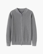 Bennett | Stehkragen Herren Rippstrick Reißverschluss Strickjacke – Grau