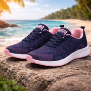 Orthopädische Slip-On-Sneaker für Damen | Fußgewölbestütze – Blau-Rosa