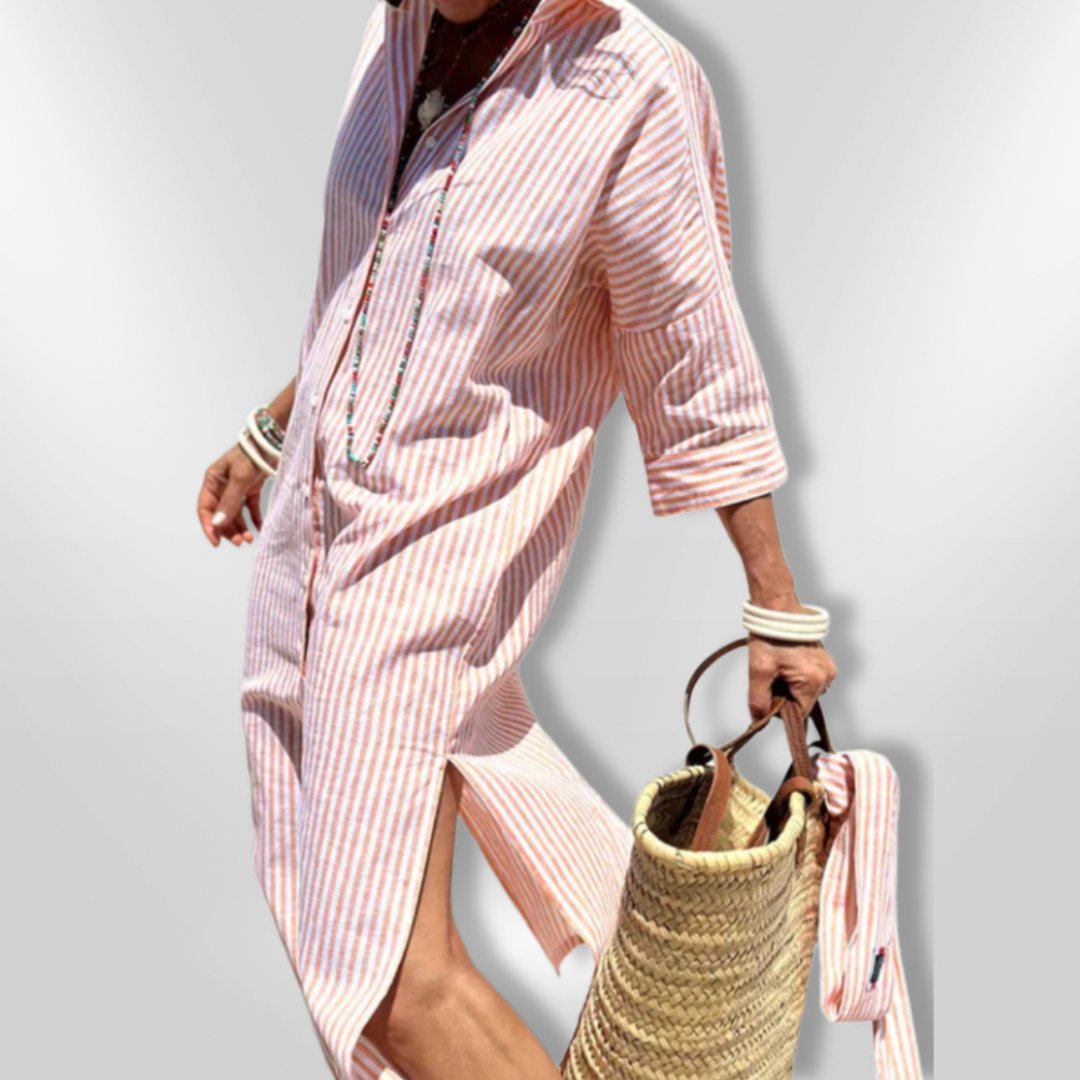 Selina | Modisches gestreiftes Hemdkleid für Frauen