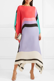 Vivienne | Damen Kaftan Kleid Fledermausärmel Colorblock Maxi – Rot