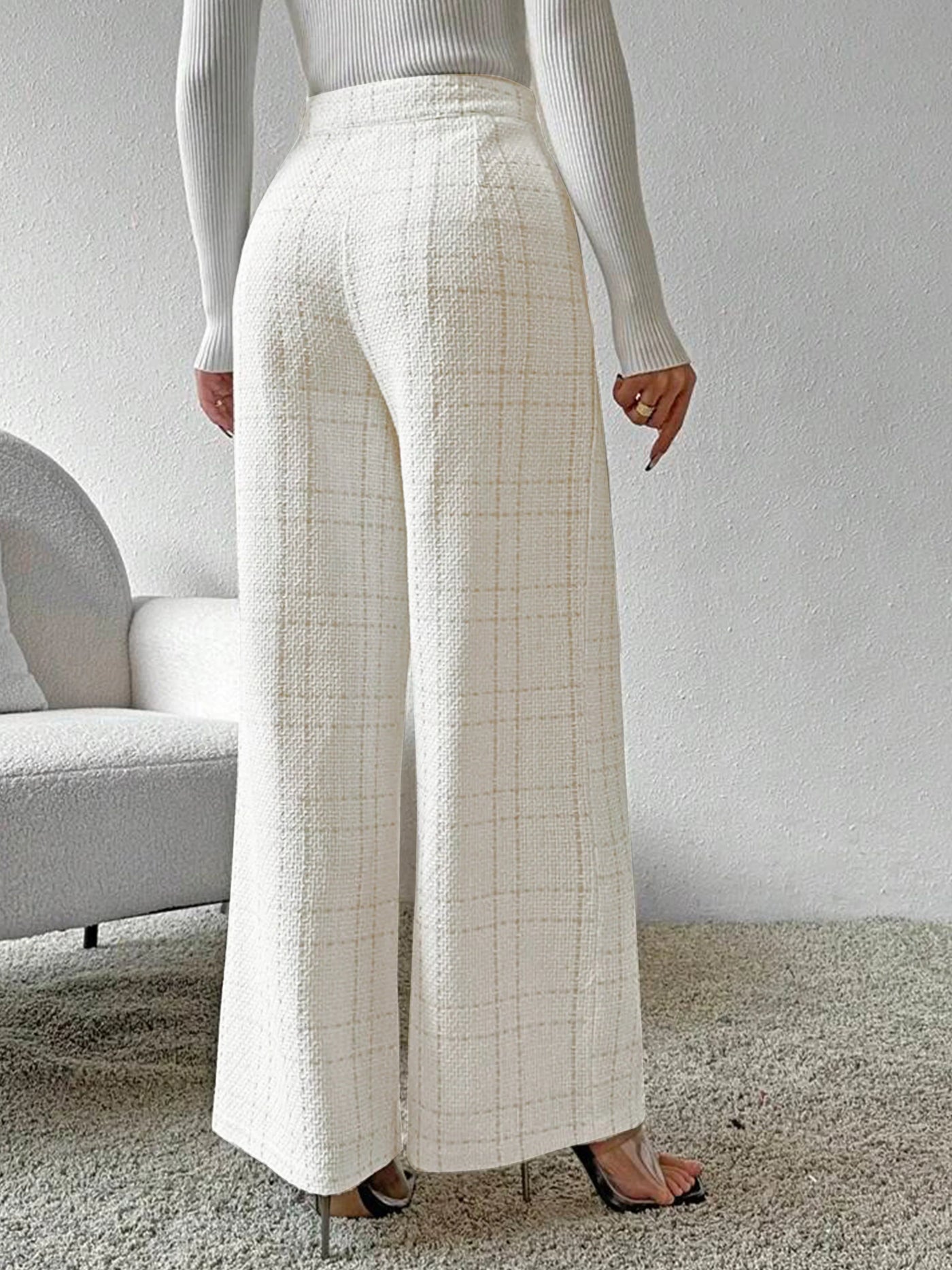 Elegante Bouclé-Hose | Hochwertige Verarbeitung | Weites Bein