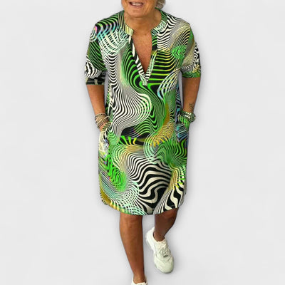 Liora - Buntes Kleid mit V-Ausschnitt