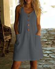 Katelin - Luftiges Sommerkleid mit Knopfleiste vorn – Grau