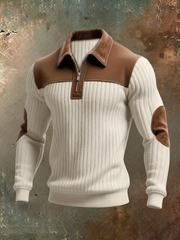 Eldvane - Premium-Rippstrick-Half-Zip-Pullover – Beige