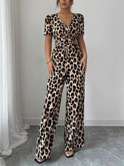 Eveliora - Eleganter Jumpsuit mit Animalprint – Dunkelbraun