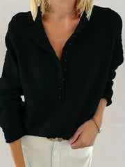 Clara | Stilvoller Strickpullover mit V-Ausschnitt und Knopfleiste – Schwarz