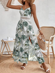 Paula | Blumen Maxikleid Boho Eleganter Stil – Olive Green
