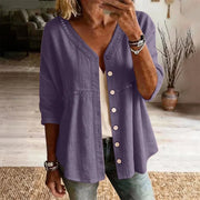 Ardena - Bestickte Bluse mit Knopfleiste – Lila