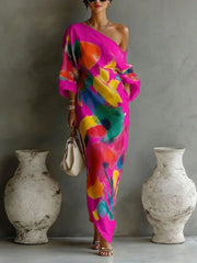 Adoressa - Skulpturales One-Shoulder-Maxikleid – Fuchsia