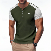 Herren Henley-T-Shirt mit Kontrastfarben – Grün