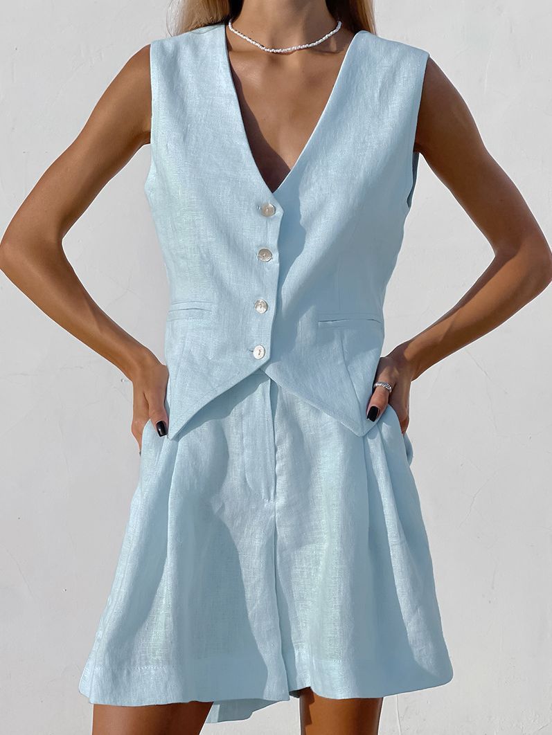 Zweiteiliges Set | Ärmellose Weste & Shorts | Elegant & Sommerlich
