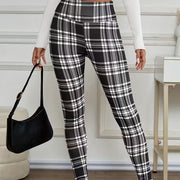 Estelyn - Klassische karierte Stretch-Leggings – Schwarz-Weiß