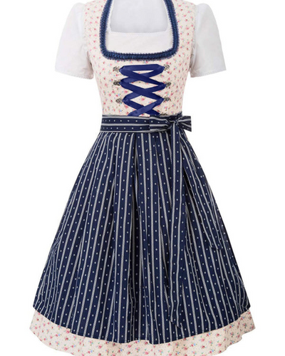 Damen Blumenmuster Dirndlkleid | Midi Festlich