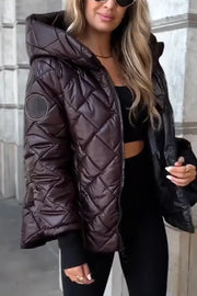 Delisara - Gesteppte Pufferjacke mit Kapuze – Braun