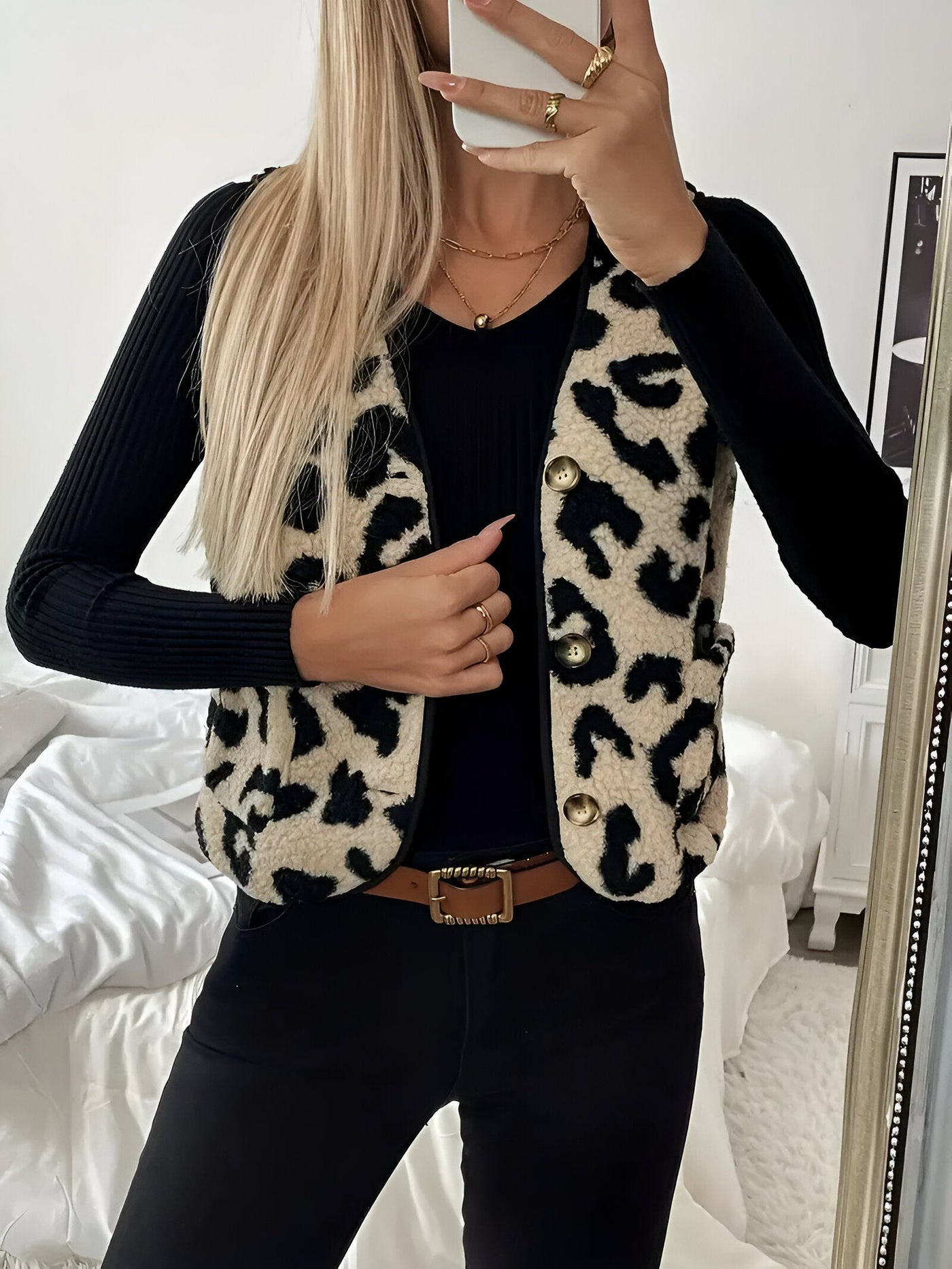 Gala | Eleganter Cardigan mit Leopardenmuster und V-Ausschnitt