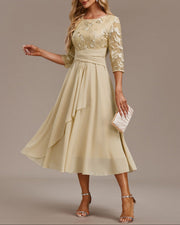 Elin™ - Champagnerkleid mit zarten Stickereien – Champagner