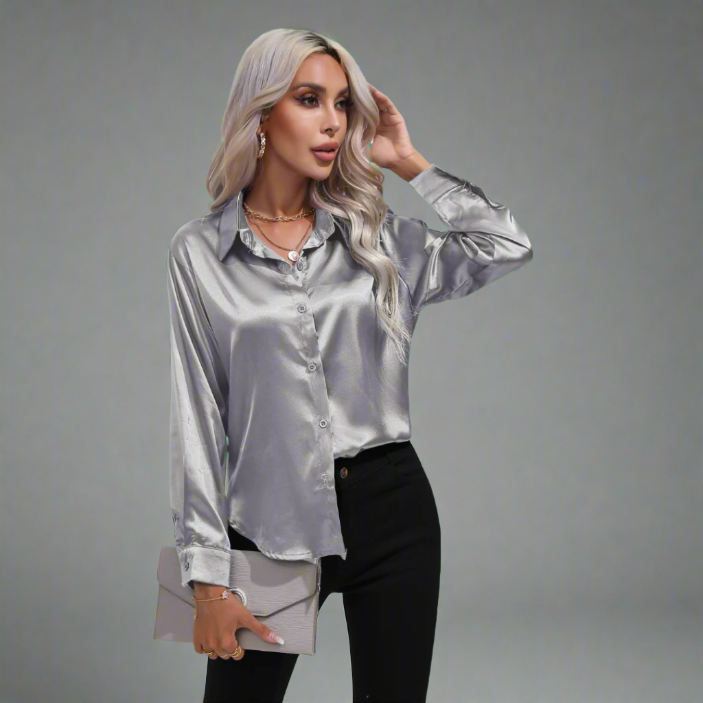 Xaveria | Premium Satinbluse mit elegantem Glanz
