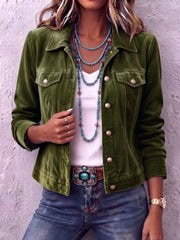 Amandria - Jacke mit Vintage-Waschung und Knopfleiste – Grün