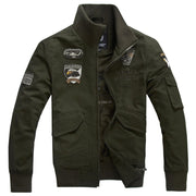 Herren Langarmjacke im Militärstil mit Taschen – Grün