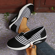 Gestreifte orthopädische Schuhe – Schwarz
