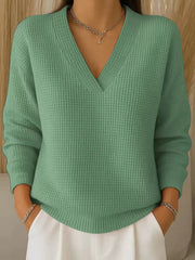 Alouina - Lässiger Waffelstrick-Pullover – Grün