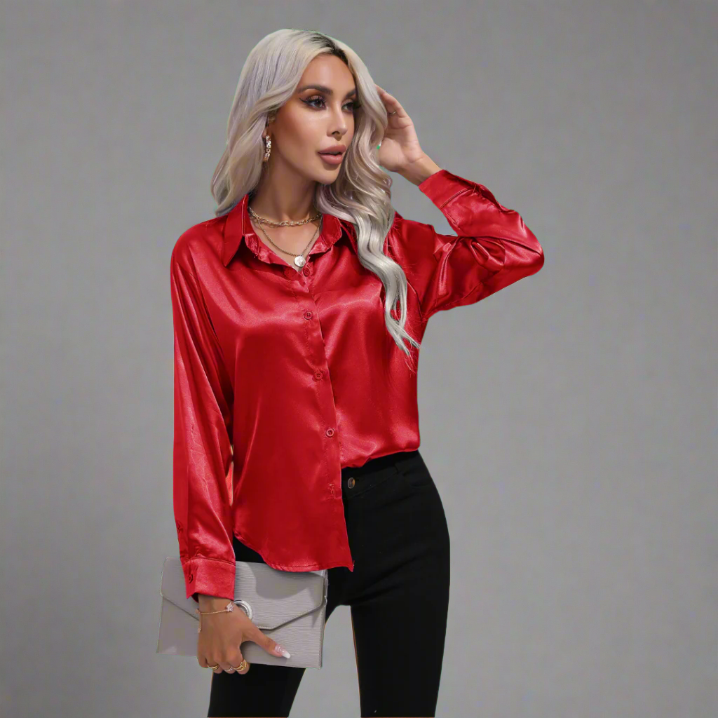 Xaveria | Premium Satinbluse mit elegantem Glanz