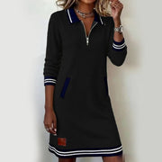 Caelyn - Soft-Touch-Polokleid mit Viertelreißverschluss – Schwarz