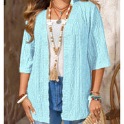 Delienne - Strickjacke mit softem Griff und Ajourmuster – Blau