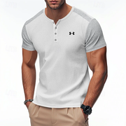 Herren Henley-T-Shirt mit Kontrastfarben – Weiß