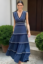 Lidija | Marineblaues Detailkleid – blau