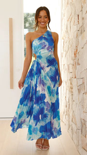 Sienna | Elegantes Cut-Out-Maxi-Kleid – blau