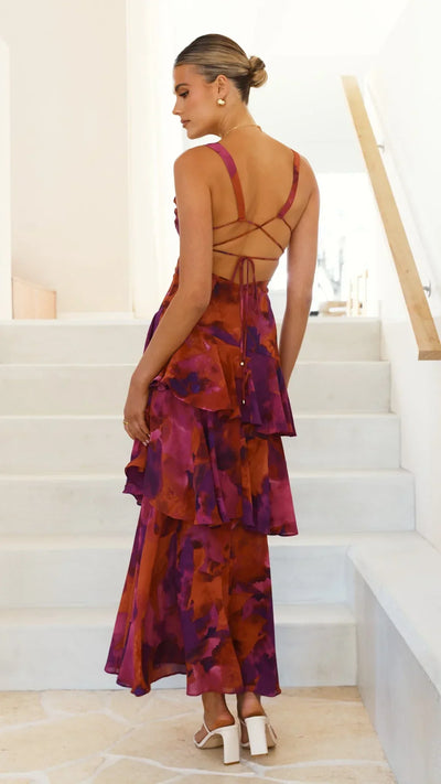 Mylia | Maxikleid mit Volants und Neckholder