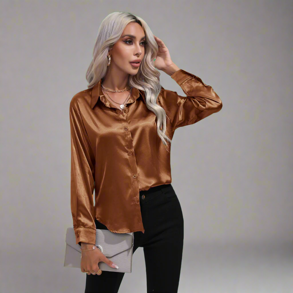 Xaveria | Premium Satinbluse mit elegantem Glanz