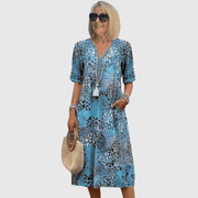 MARINA | KLEID MIT MEERESMOTIV – Blau