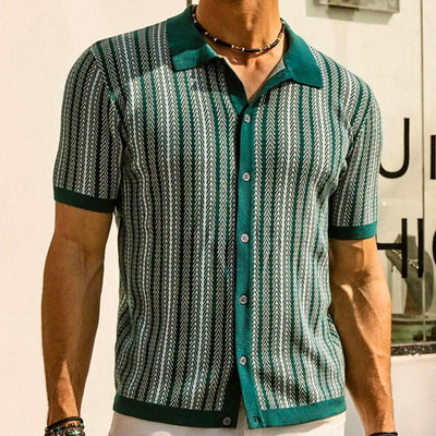 Atmungsaktive Herren Chevron Poloshirt mit Knopfleiste – Julian