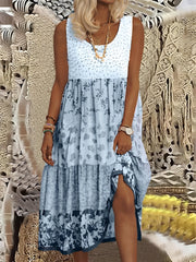 Nancy - Modisches Boho-Midikleid – Blau
