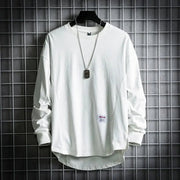 Leon | Herren Oversized Longsleeve Rundhals Langarm Basic – Weiß