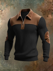 Eldvane - Premium-Rippstrick-Half-Zip-Pullover – Schwarz