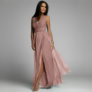 Delila - Elegantes Damenkleid mit V-Ausschnitt – Rosa