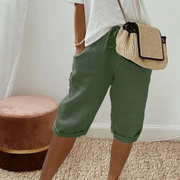 Fenley | Leinen-Hosen mit Kordelzug – Oliv