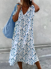 Myranda - Lockeres Midikleid mit Print – Himmelblau