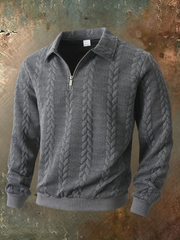 Belvorn - Premium Zopfstrick-Half-Zip-Pullover – Dunkelgrau