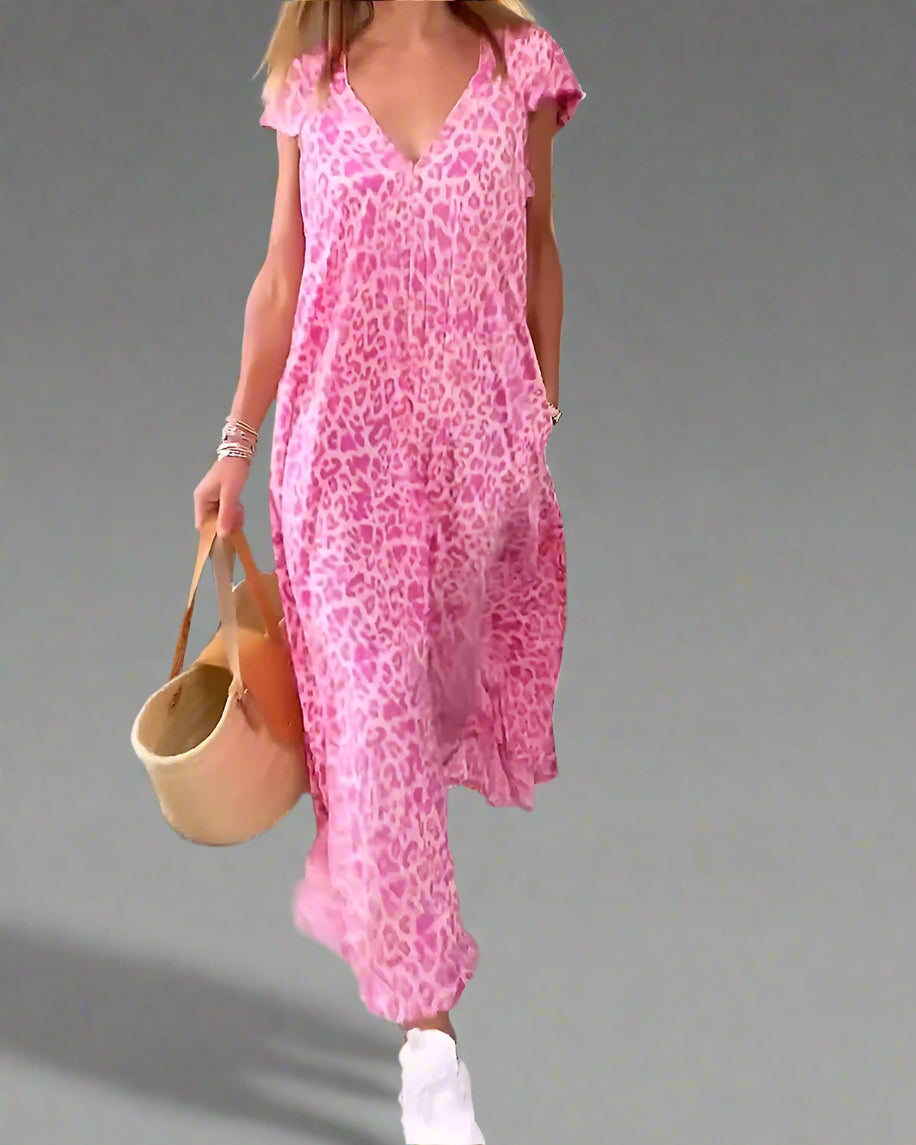 Zelda | Langes Kleid mit V-Ausschnitt