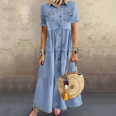 Calanthe - Denim-Maxikleid im Boho-Stil