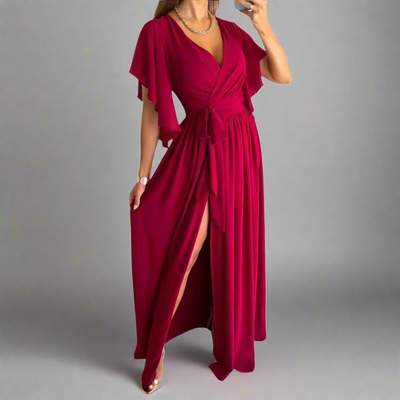 Quiswina | Elegantes V-Ausschnitt Mopp Kleid