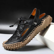 Bastian | Herren Leder Sandalen Outdoor Geschlossene Zehenkappe – Schwarz