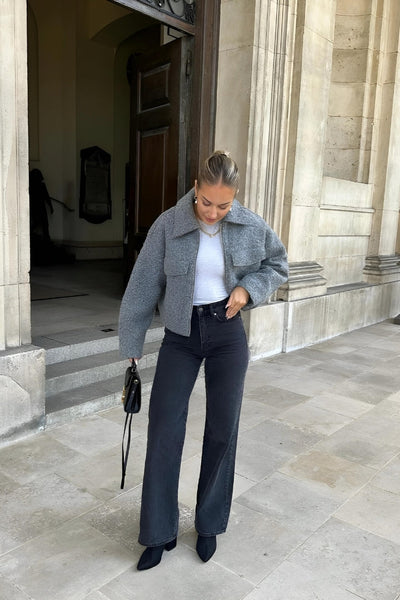 Strickjacke mit Kragen | Reißverschluss | Strukturierte Optik